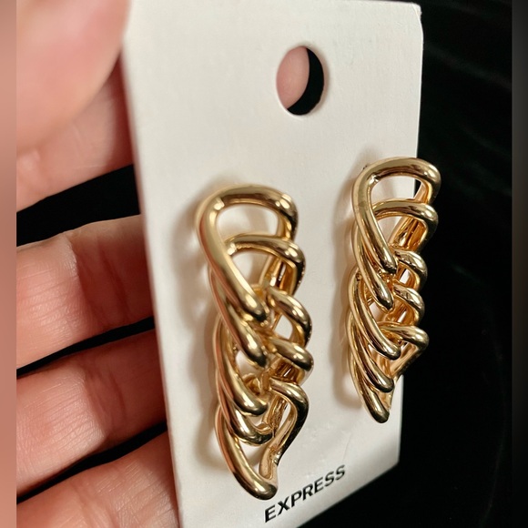 Express Gold Chunky Link Chain Earrings NWT - Picture 2 of 3